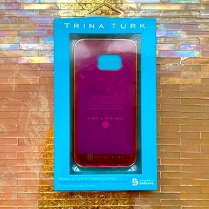 NIB Trina Turk translucent pink phone case for Samsung Galaxy S7 w gold trim